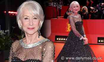 Helen Mirren, 74, puts on a dazzling display in holographic black and silver ballgown