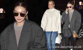 Gigi Hadid is casually chic in striped baggy blazer as she steps out in Paris with mum Yolanda