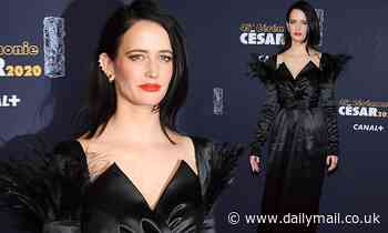 Eva Green exudes Gothic glamour in a feathered black gown at the 45th César Awards in Paris