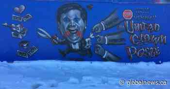 Edmonton street artist paints satire UCP mural