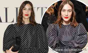 Alexa Chung lights up front row in a polka dot mini-dress at Valentino's Paris Fashion Week show 