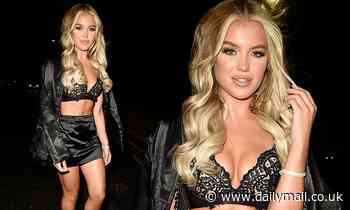 Love Island's Molly Smith braves chilly temperatures in a bra as she parties in Manchester