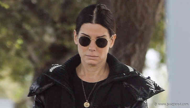 Sandra Bullock Bundles Up While Taking Her Dog for a Walk