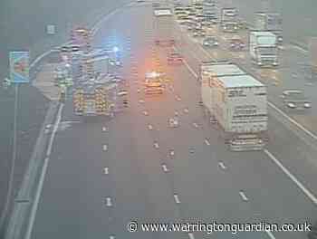 Three lanes closed on M6 due to vehicle fire at junction 18