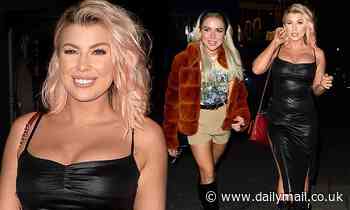 Olivia Buckland dons a slinky black dress as she joins Gabby Allen at a PrettyLittleThing bash
