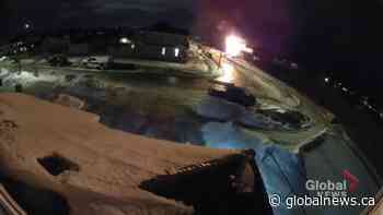 Raw: House under construction in Beaumont goes up in flames