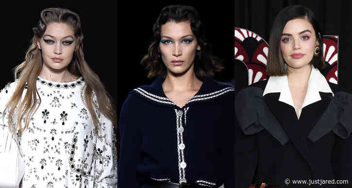 Lucy Hale Supports Gigi & Bella Hadid at Miu Miu's Paris Fashion Week Show