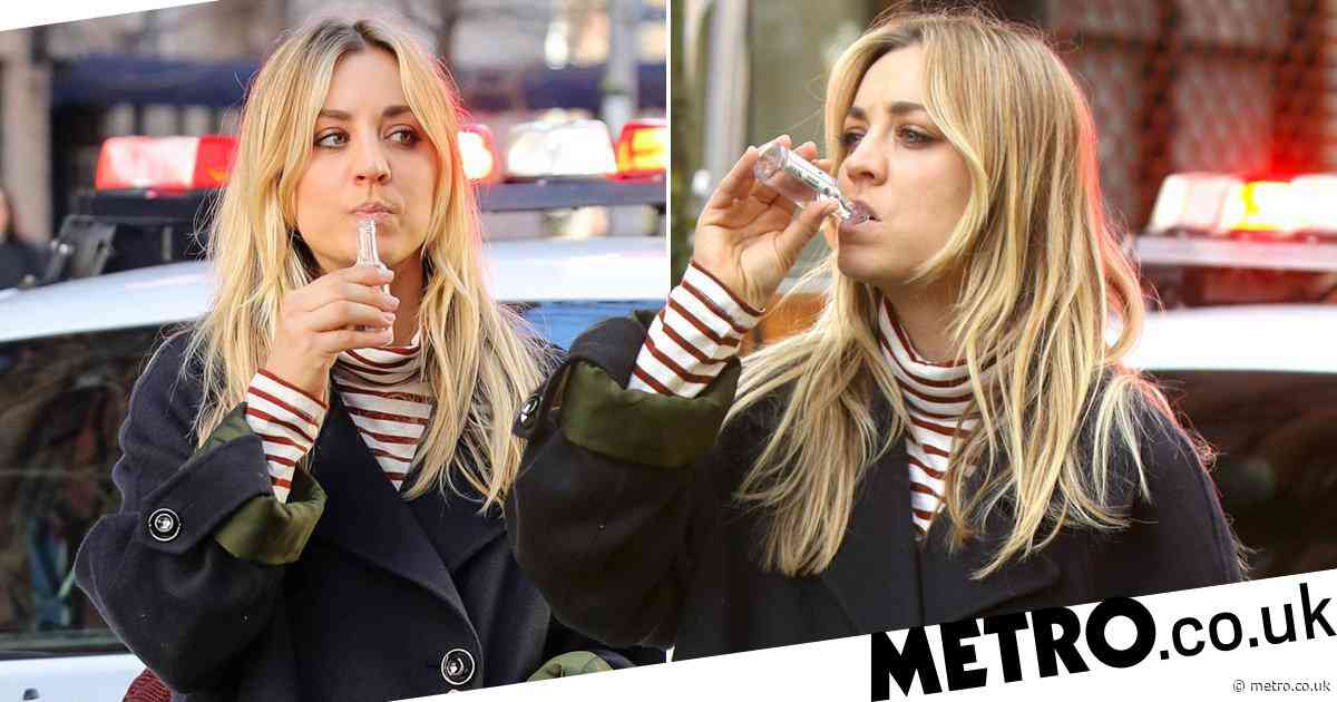 Is Kaley Cuoco In A Vodka Commercial Kaley Cuoco sips miniature bottle of vodka in the middle of a crime