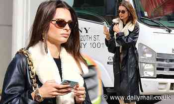 Emily Ratajkowski wears a large coat in New York City after urging people to vote