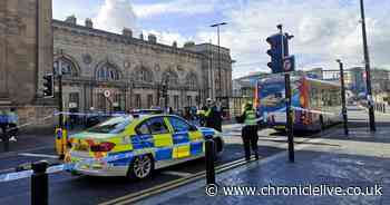 Pedestrian taken to hospital with suspected broken hip after being hit by bus in Newcastle