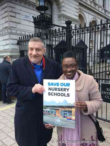 Cllr Alan Hall joins campaigners to hand in 'save our nursery schools' petition to Downing Street