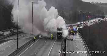 Live updates as lorry fire closes M4 at Newport