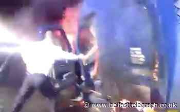 Lorry driver rescued seconds before rig explodes