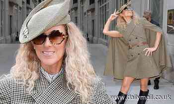 Celine Dion poses up a storm in NYC in dazzling caped dress