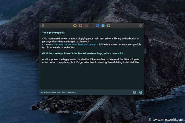 The Iconfactory Tot review: An elegant, essential ‘scratchpad’ notetaking app