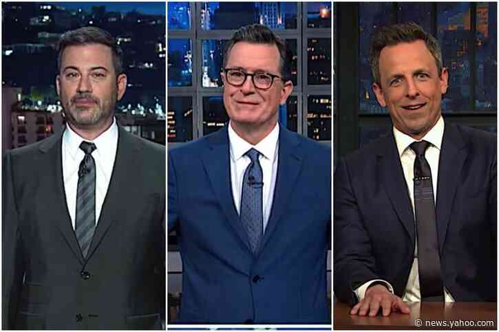 Stephen Colbert, Seth Meyers, and Jimmy Kimmel nervously mock Trump's ...