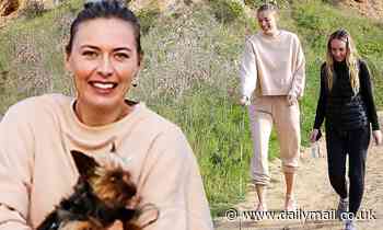 Maria Sharapova enjoys her retirement as she cradles tiny dog on hike with pals in LA
