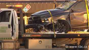 One man seriously injured after truck rolls in west Edmonton following brief chase with police