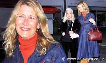 Laura Dern is dressed to impress in denim while on a night out in LA with her mother Diane Ladd