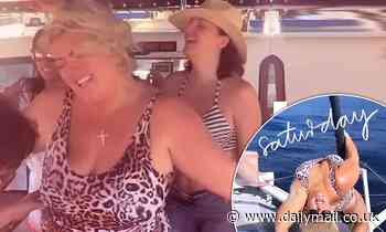 Gemma Collins displays her slimmed-down figure in a tiny leopard print swimsuit