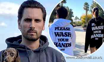 Scott Disick enlists the help of the Kardashian's to promote apparel inspired by coronavirus panic