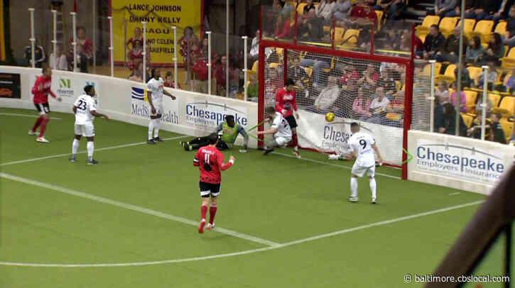 Ravens WR Chris Moore Kicks First Ball At Saturday’s Baltimore Blast Game; Blast Beat Heat 9-5