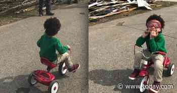 A 3-year-old Tennessee boy rode his tricycle to help tornado victims