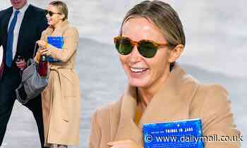 Emily Blunt looks chic in a long camel coat as she promotes A Quiet Place Part II in New York City