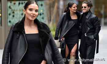 Helen Flanagan puts on a leggy display in a little black dress and Gucci boots