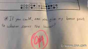 Student asks teacher to give bonus points to 'whoever scores the lowest' - CNN