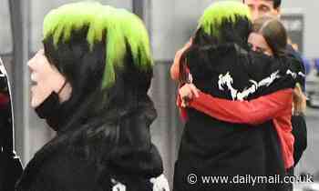 Billie Eilish takes off surgical mask and hugs one lucky fan outside Miami International Airport