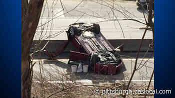 Car Flips Onto Its Roof On Turnpike