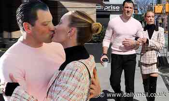 Dancing With The Stars couple Peta Murgatroyd and Maksim Chmerkovskiy share a passionate kiss in NYC