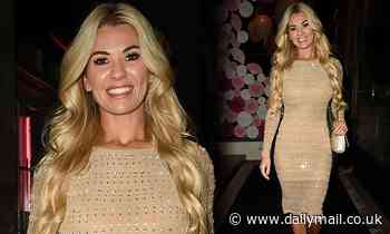 Christine McGuinness dazzles in a figure-hugging gold dress as she films Real Housewives Of Cheshire