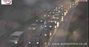 Overturned car blocked one lane of M4 near Swansea - WalesOnline
