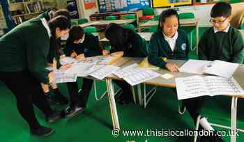Schoolkids queue to participate in 'Pen Factor' workshops