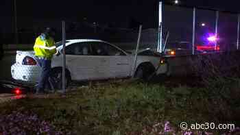 Driver crashes into fence in east central Fresno, CHP warns of slick roads