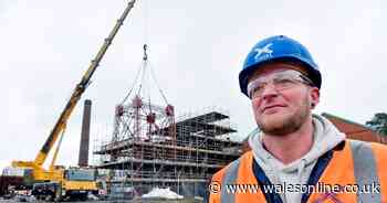 Historic winding gear is restored at Welsh colliery museum after being 'left to rust'