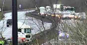 Stretch of A19 closed for fours hours after lorry crashed into central reservation at Sunderland