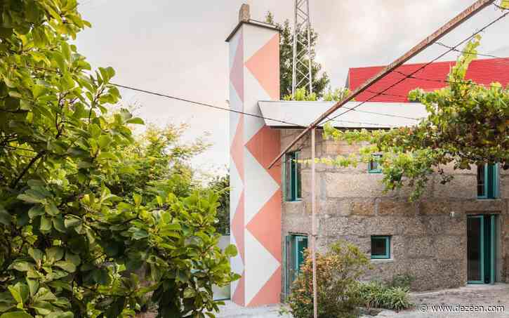Fala Atelier adds colourful shower tower to small granite house