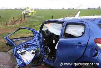 Auto botst op boom bij Culemborg; bestuurder raakt bekneld