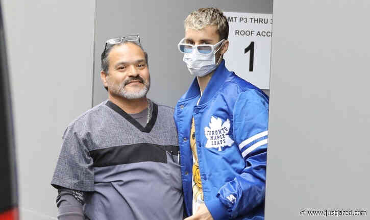 Justin Bieber Wears a Face Mask While Arrivng at Medical Building with Hailey
