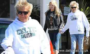 Rod Stewart wears gloves as he steps out for breakfast with Penny Lancaster amid coronavirus crisis