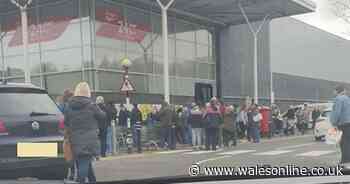 The massive queue at a Welsh Tesco an hour before it opened