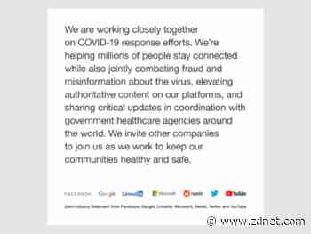 Internet's largest social networks issue joint statement on COVID-19 misinformation