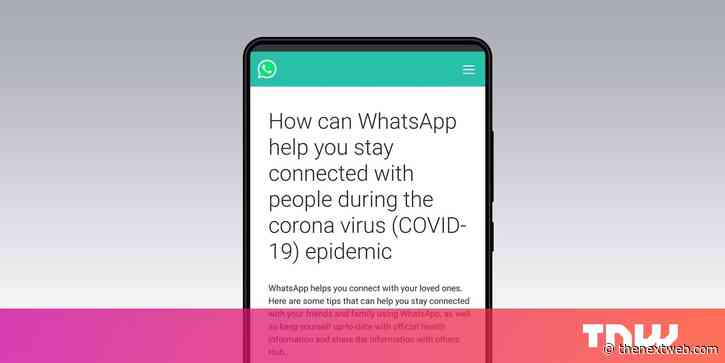 WhatsApp launches a rather basic coronavirus information site