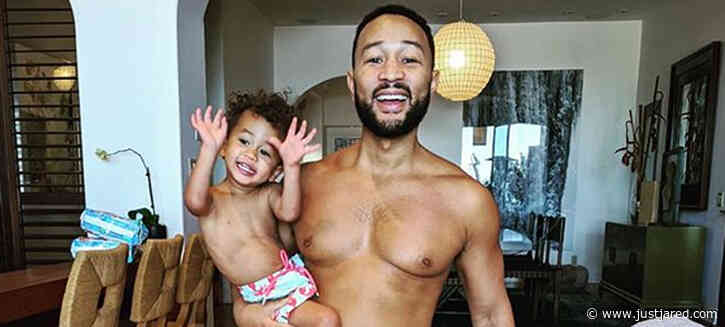 Chrissy Teigen Shares Photo of Shirtless John Legend & Son Miles Wearing Matching Bathing Suits!