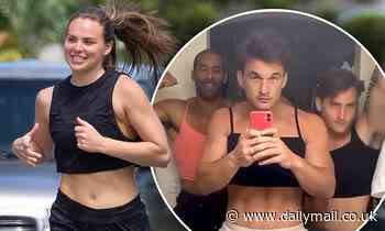 Hannah Brown jogs while people criticize her and on-again beau Tyler Cameron over 'Quarantine Crew'