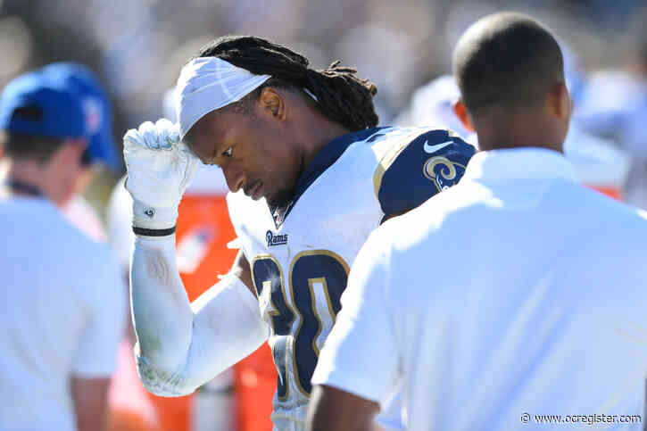 Todd Gurley reacts after being released by LA Rams