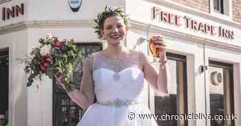 The bride who stopped off at favourite pub before ceremony - in wedding dress